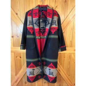 Handmade Women’s Southwest Reversible Duster Blanket Coat READ Size Large (5626)